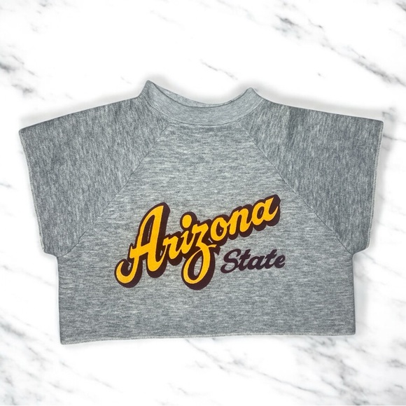 80s Arizona State Sun Devils Cropped Sweater Top Vintage Athleisure Collegiate - Picture 11 of 11